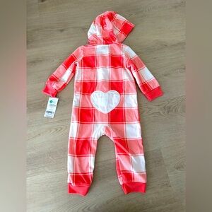 NWT Carter’s 12 months hooded zip up fleece pajamas